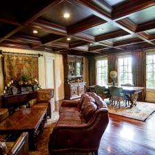 Wood grained coffers plaster walls family room study